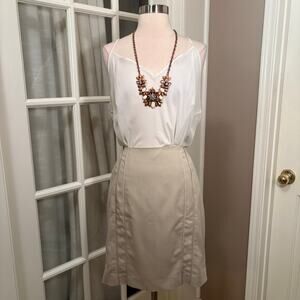 White House Black Market Beige Pencil Skirt With Double Striping - Size 6P